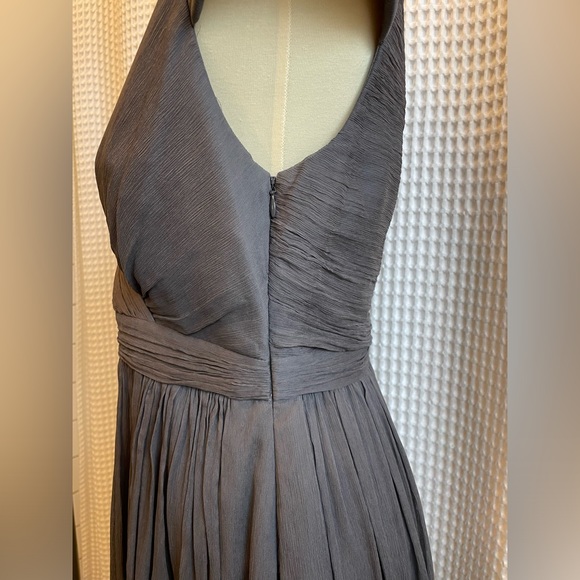 Like New. 100% Silk Ruched Chiffon Dress. Deep Taupe Size 8 Mirabelle - Picture 8 of 16
